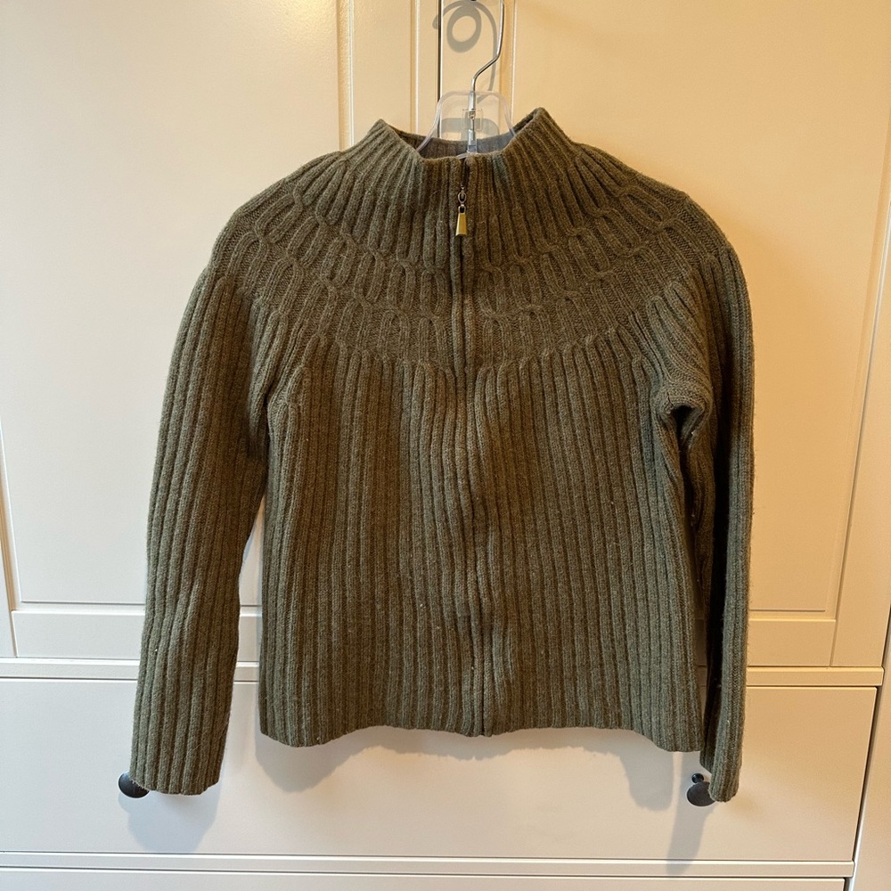 Y2K Mercer & Madison Green Wool Sweater Jacket Medium